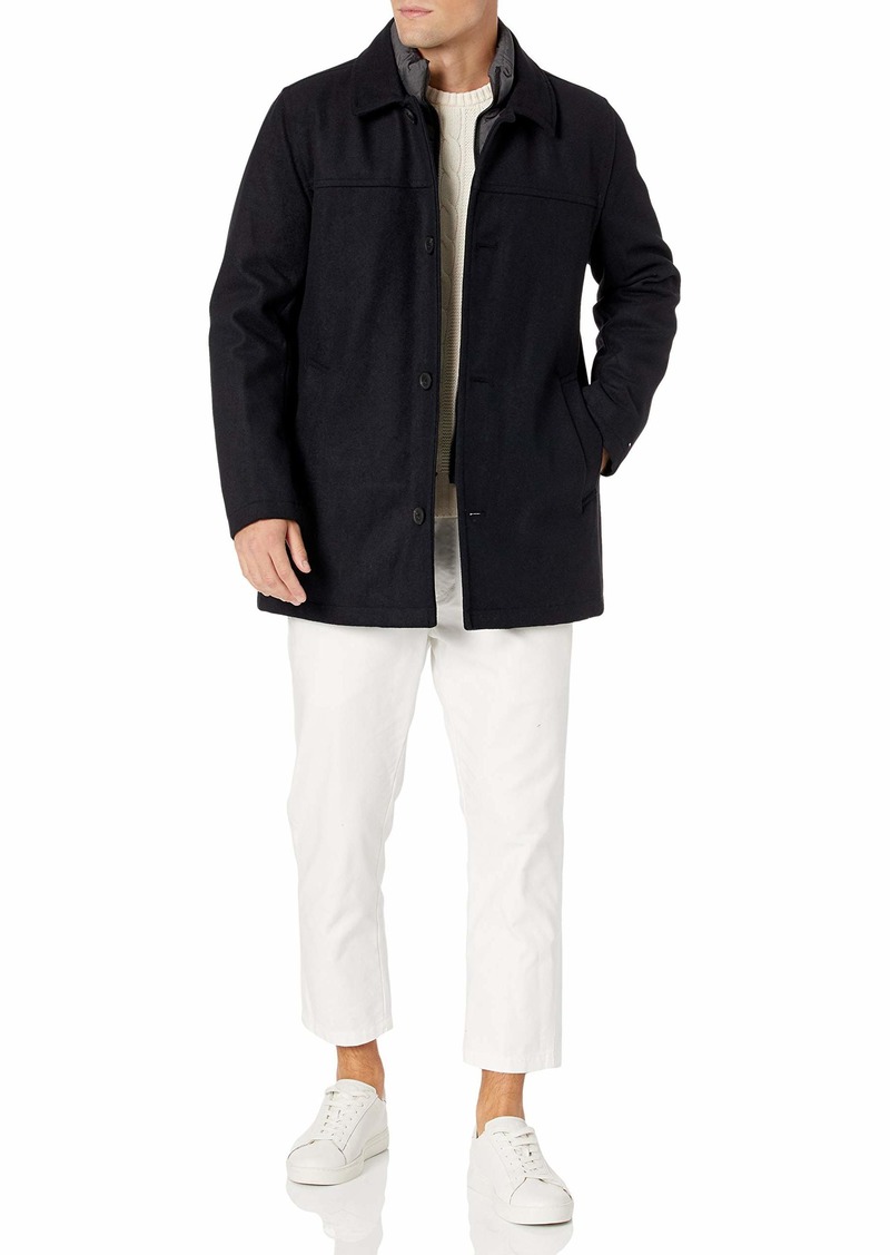 Tommy Hilfiger Tommy Hilfiger Men's Wool Walking Coat Detachable Scarf (Regular and Big & Tall Navy w. Puffer Bib | Outerwear