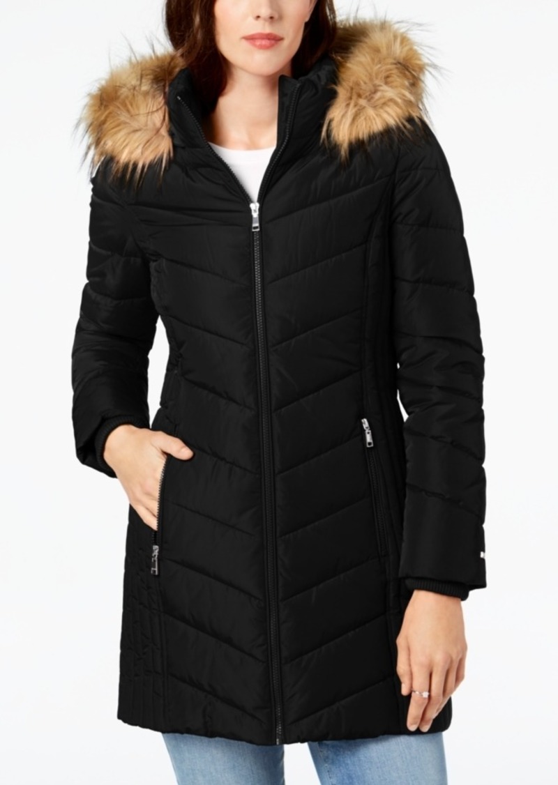 tommy hilfiger faux fur puffer coat