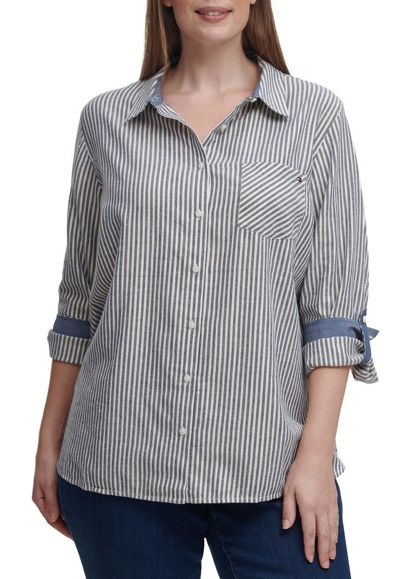 Tommy Hilfiger Womens Button-Down for Casual Tops Button Down Shirt