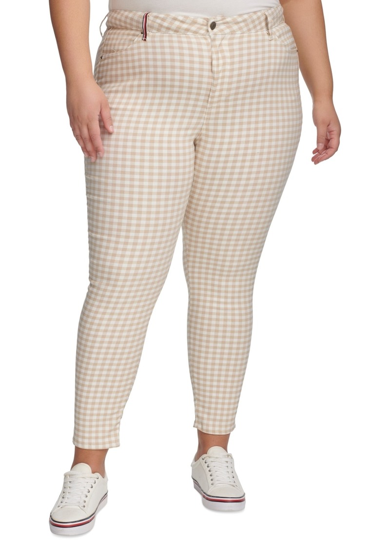 Tommy Hilfiger Plus Size Gingham Pants - Khaki Multi