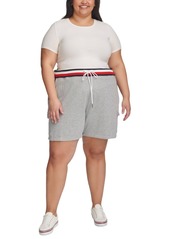 Tommy Hilfiger Plus Size Global Waistband Pull-On Shorts - Stone Grey Heather