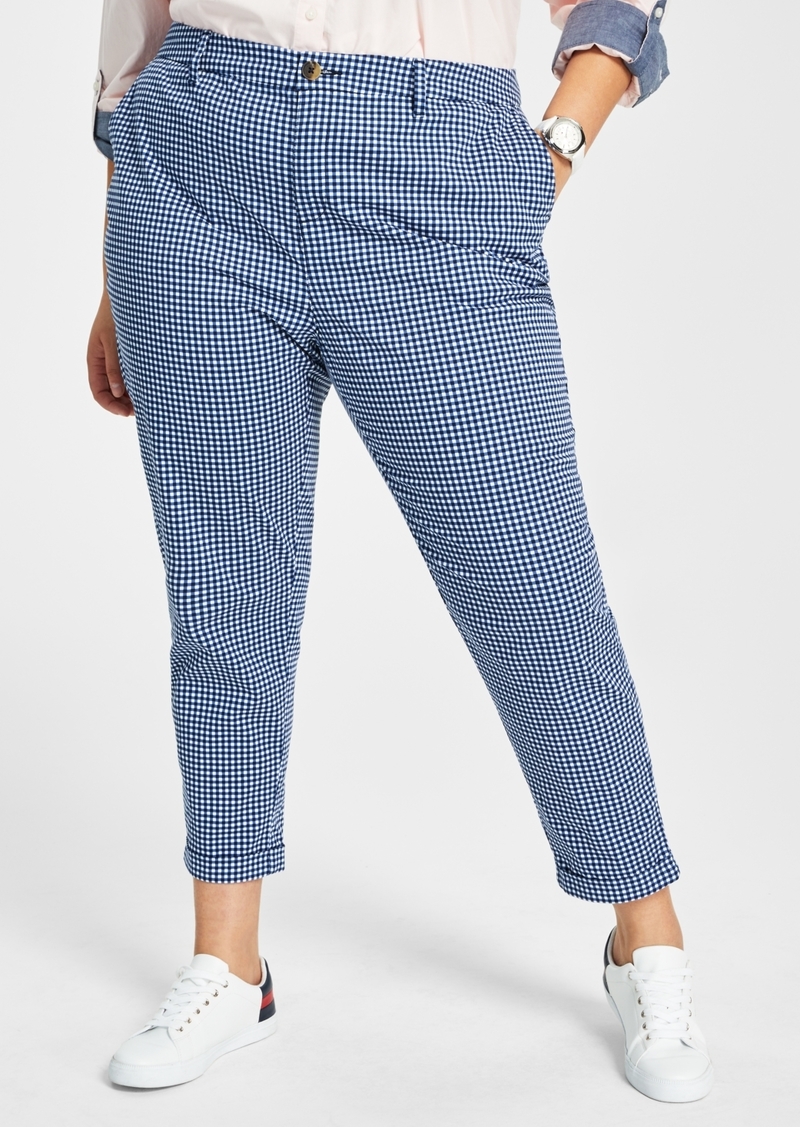 Tommy Hilfiger Plus Size Hampton Gingham Chino Pants - Sky Captain Multi