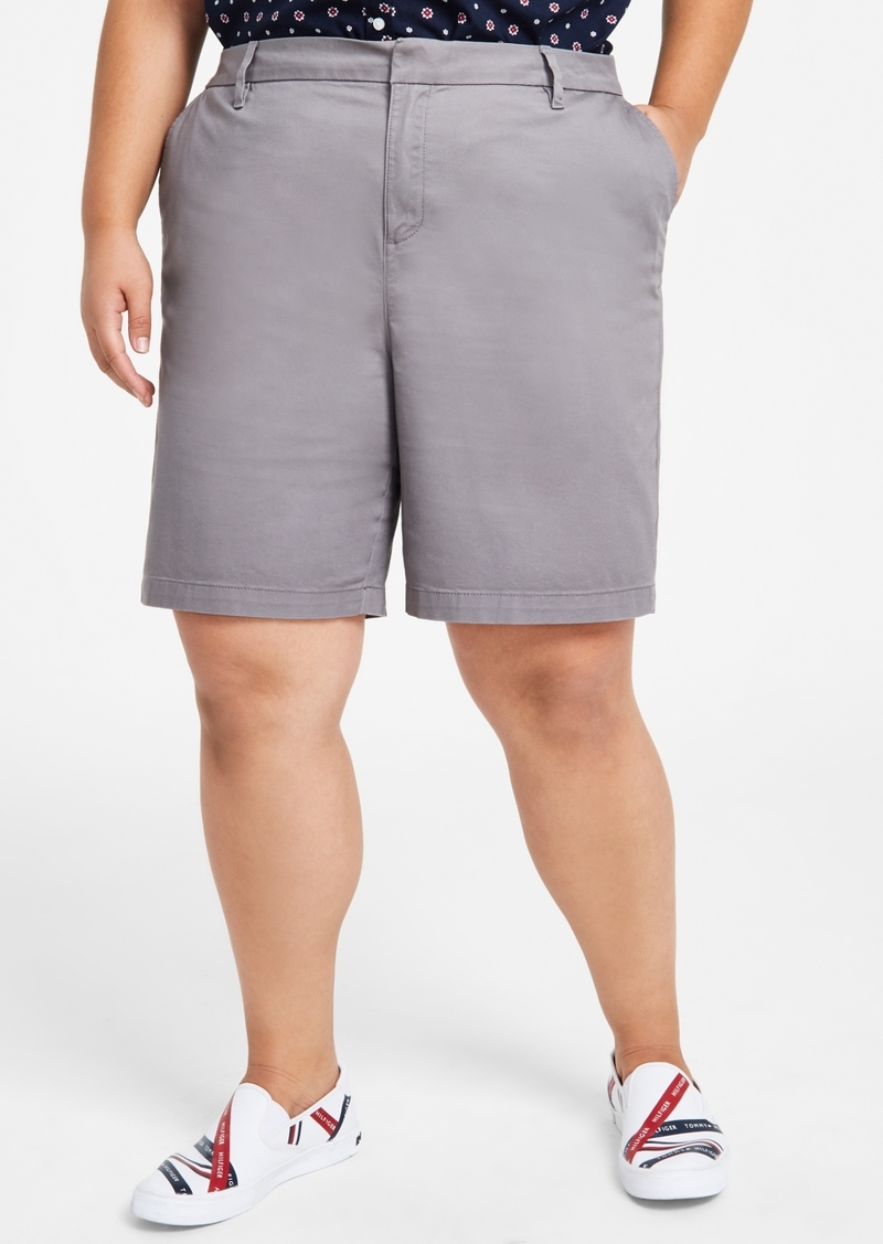 Tommy Hilfiger Plus Size Hollywood Bermuda Shorts - Nickel