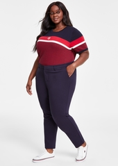 Tommy Hilfiger Plus Size Ponte Straight Leg Pants - Sky Captain