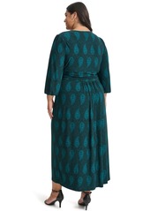 Tommy Hilfiger Plus Size Printed Tie-Neck Maxi Dress - Cypress Multi