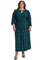 Tommy Hilfiger Plus Size Printed Tie-Neck Maxi Dress - Cypress Multi