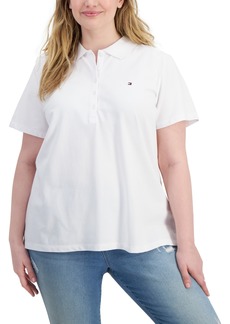 Tommy Hilfiger Plus Size Short-Sleeve Polo Shirt - White
