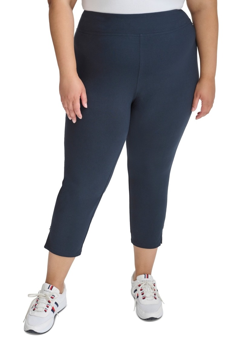 Tommy Hilfiger Plus Size Side-Slit High-Rise Leggings - Sky Captain