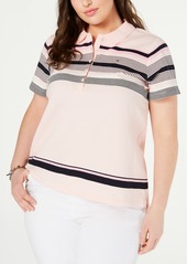 Tommy Hilfiger Plus Size Striped Polo Top, Created for Macy's