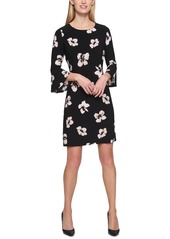 Tommy Hilfiger Printed Jersey Bell Sleeve A-line Dress - BLCK MULTI