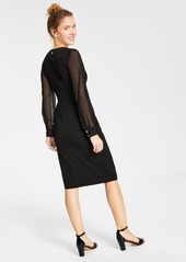 Tommy Hilfiger Sheer-Sleeve Asymmetrical Dress - Black