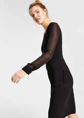 Tommy Hilfiger Sheer-Sleeve Asymmetrical Dress - Black