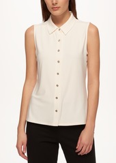 Tommy Hilfiger Women's Sleeveless Button-Up Blouse - Ivory