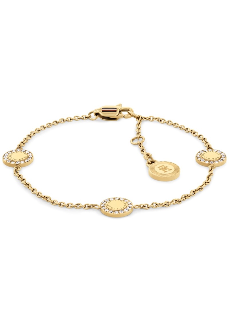 Tommy Hilfiger Stationed Crystal Pendant Bracelet - Gold Plate