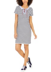 Tommy Hilfiger Striped Lace-Up T-Shirt Dress