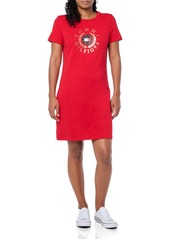 Tommy Hilfiger Women's Short Sleeve Metallic Logo Cotton T-Shirt Dress