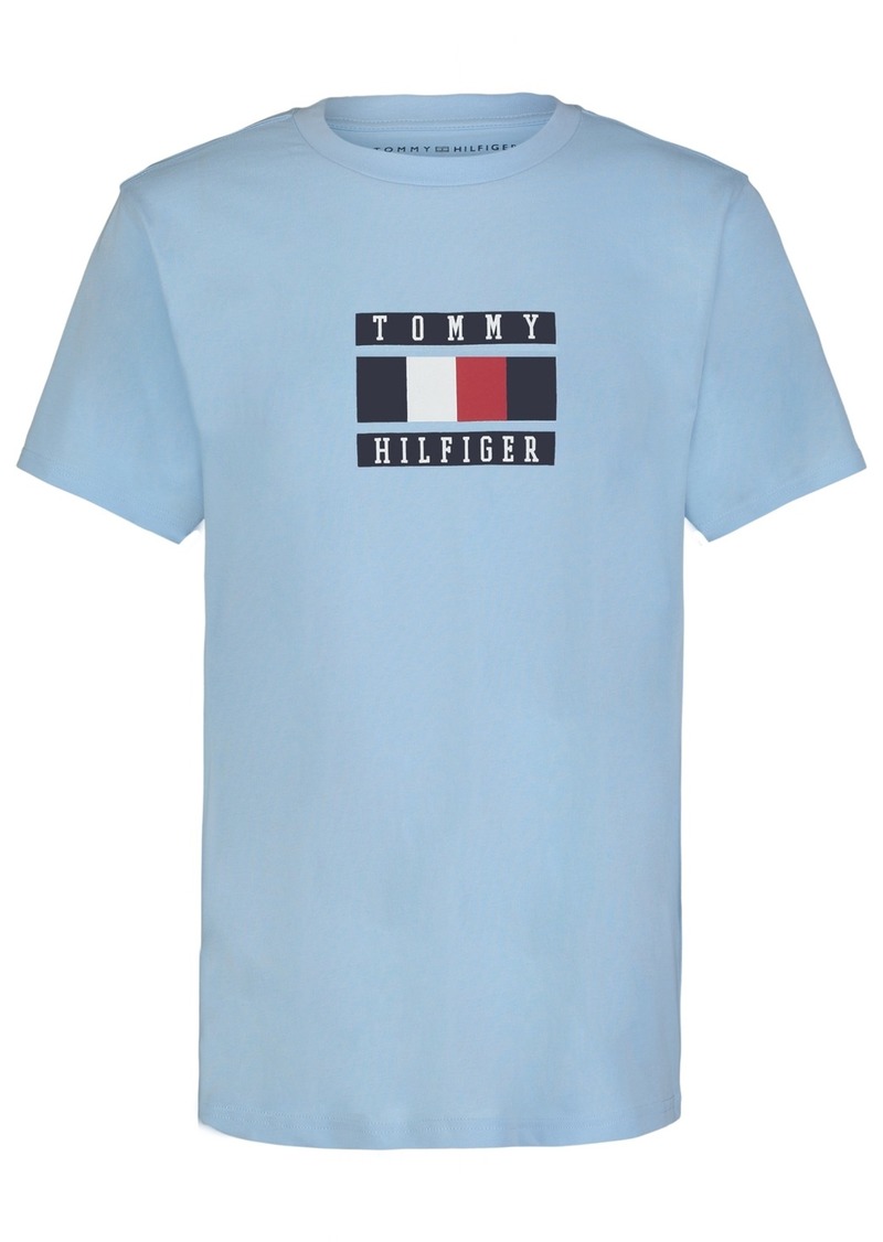 Tommy Hilfiger Toddler Boys Global Stripe Block Logo Graphic T-Shirt - Clear Sky