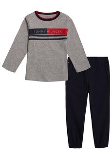 Tommy Hilfiger Toddler Boys Long Sleeve Logo T-shirt and Sueded Twill Joggers Set, 2 Piece