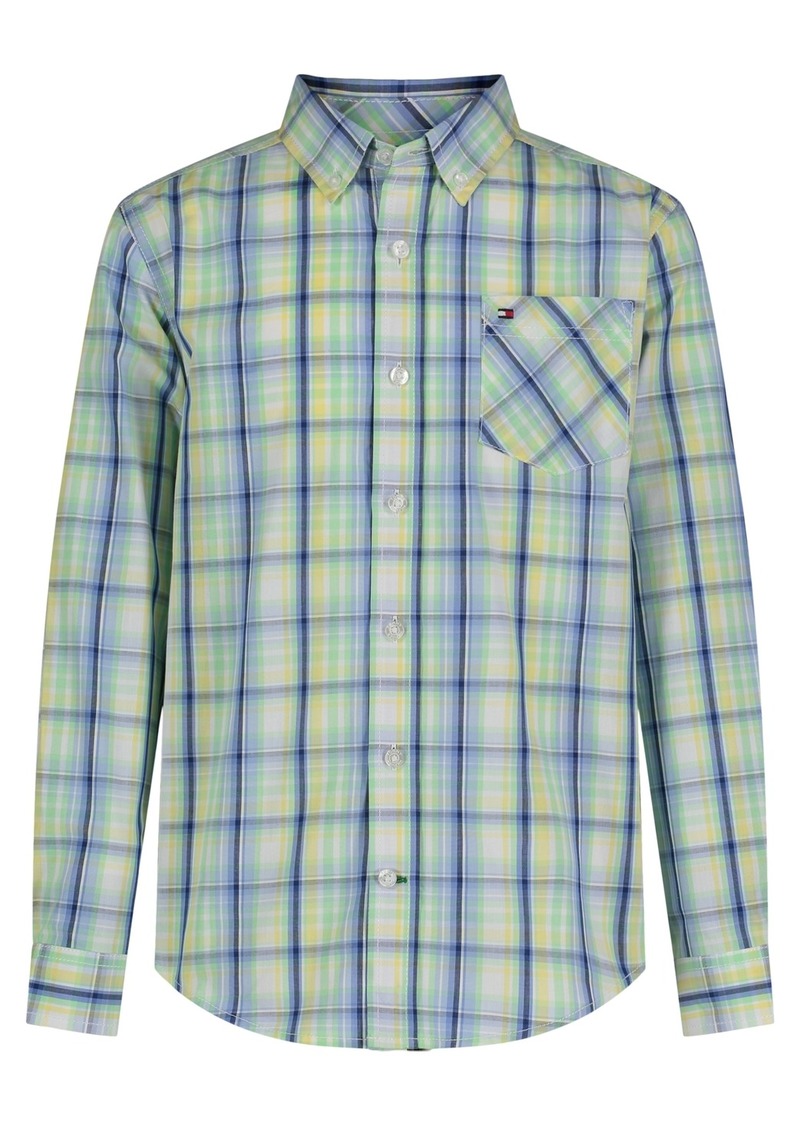 Tommy Hilfiger Toddler Boys Seaside Plaid Long Sleeve Shirt - Fresh White