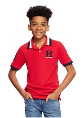 Tommy Hilfiger Little Boys Striped Collar Embroidered Matt Polo - Masters Navy