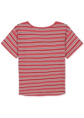 Tommy Hilfiger Toddler Girls Striped Tie-Front T-Shirt - Holly Berry