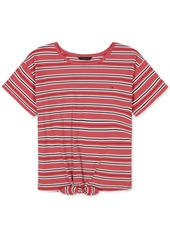 Tommy Hilfiger Toddler Girls Striped Tie-Front T-Shirt - Holly Berry