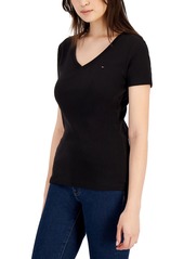 Tommy Hilfiger Women's V-Neck T-Shirt, Created for Macy's - Scarlet