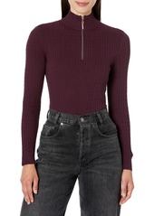 Tommy Hilfiger Women's 1/4 Zip Mockneck Solid Cotton Sweater