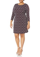 Tommy Hilfiger Women's 3/4 Sleeve Dress Sky CAPT Multi