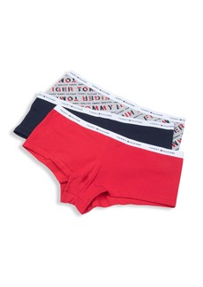 Tommy Hilfiger womens 3pk Cotton Logoband Boyshort Boy Short Panties Logo Diagonal Grey Navy Apple Red  US