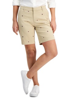 "Tommy Hilfiger Women's 9"" Cotton Bermuda Shorts - Khaki Multi"