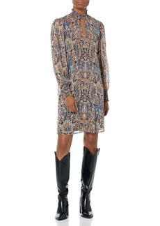 Tommy Hilfiger Women's A-line Chiffon Long Sleeve Mock Neck Dress