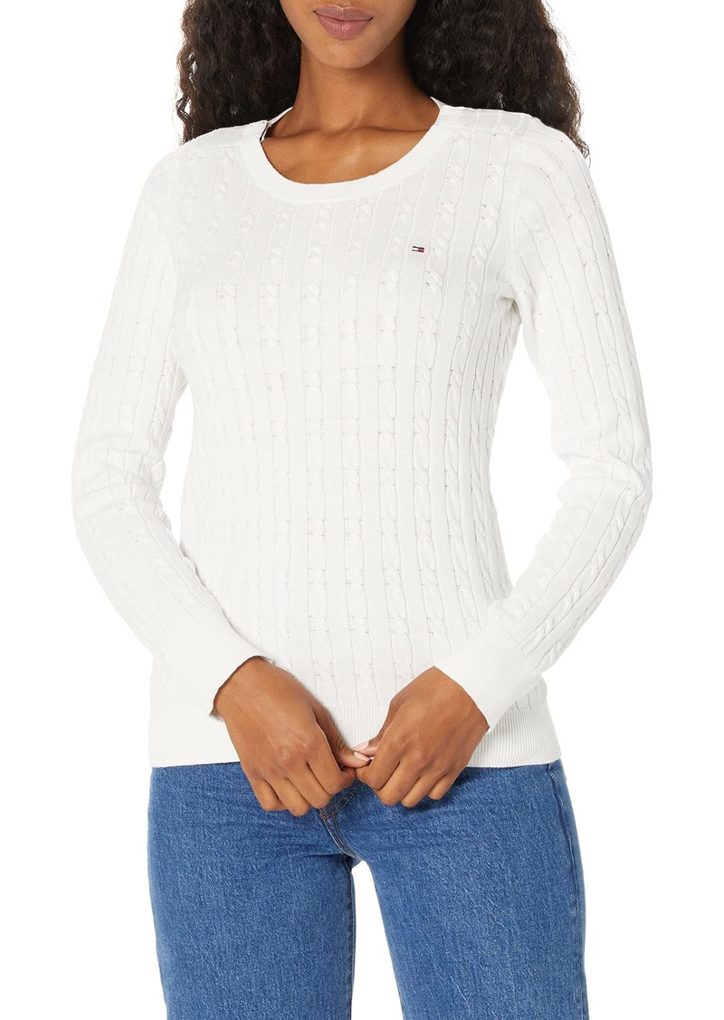 Tommy Hilfiger Women's Adaptive Cotton Crewneck Sweater with Velcro Closure  L