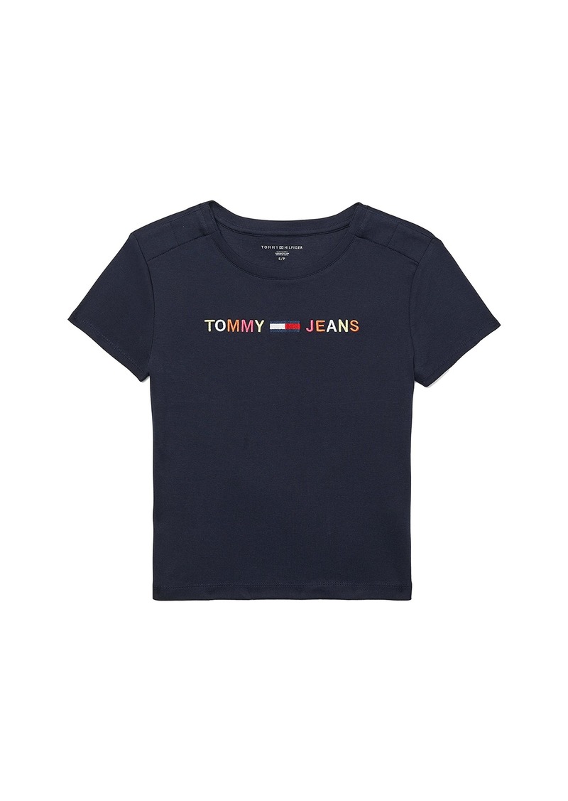 Tommy Hilfiger Women's Adaptive Cropped T-Shirt with Magnetic Closure at Shoulders  MD