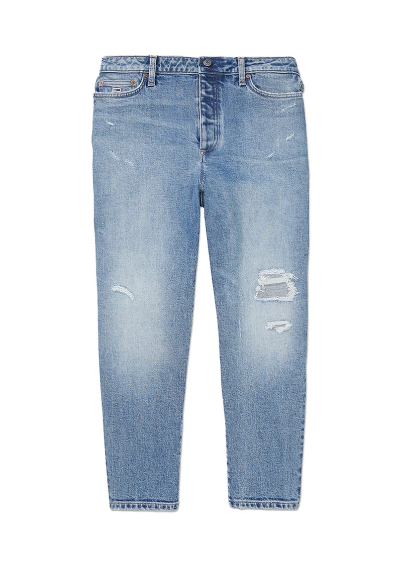 Tommy Hilfiger Women's Adaptive Distressed Mom Fit Jean with Magnetic Fly Medium WASH