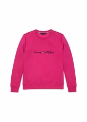 Tommy Hilfiger Women's Adaptive Logo Sweatshirt with Velcro Brand Closures at Shoulders Very Berry-PT S