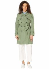 Tommy Hilfiger Women's Adaptive Long Trench with a Velcro Brand Closure Belt Winter Moss-PT XS