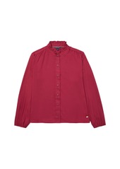 Tommy Hilfiger womens Tommy Hilfiger Women's Adaptive Ruffle With Magnetic Closure Button Down Shirt   US