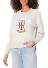 Tommy Hilfiger Women's Adaptive Seated Fit Sweatshirt with Velcro Brand Closure at Back BC03 Light Grey Heather XL
