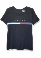 Tommy Hilfiger womens Adaptive Seated With Magnetic Buttons Signature Stripe Tee T Shirt   US