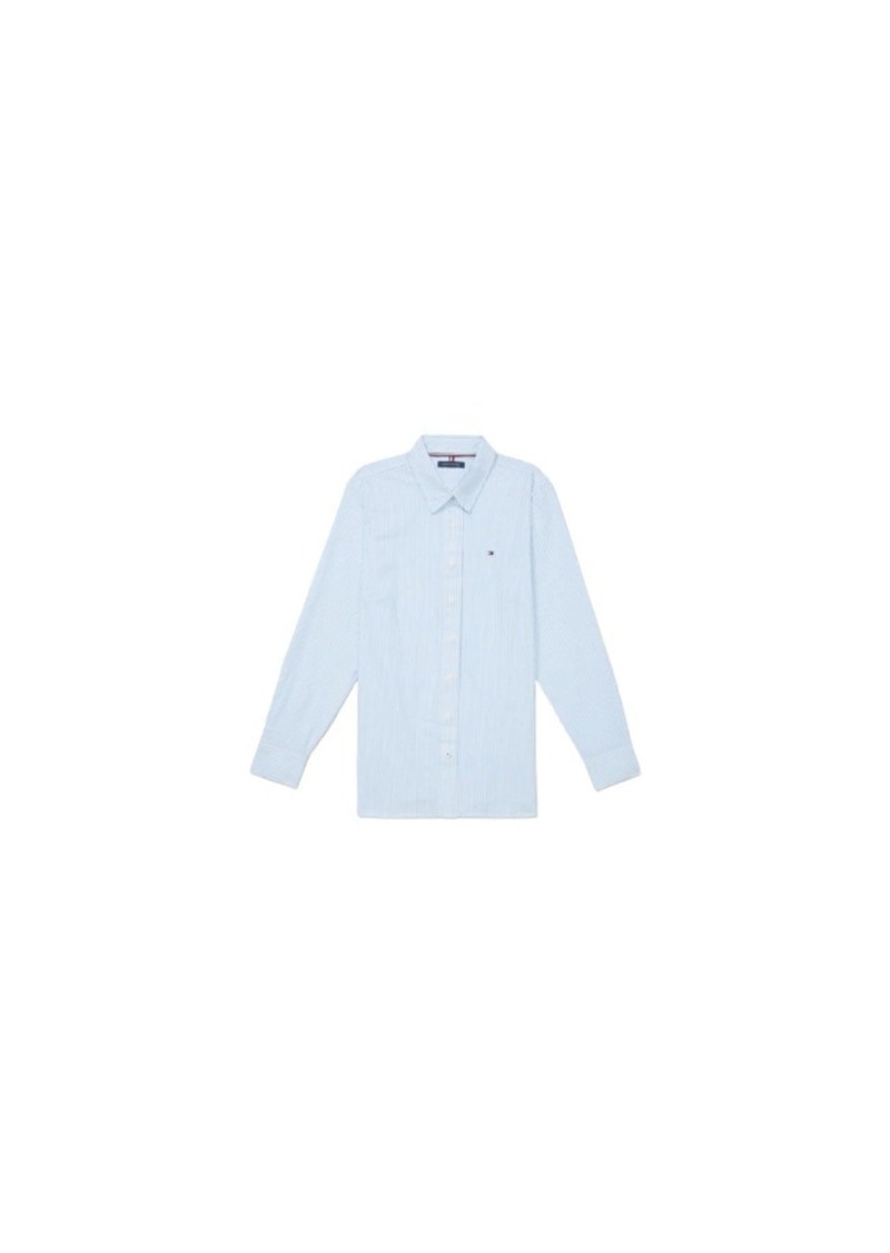 Tommy Hilfiger Women's Adaptive Stripe Shirt with Magnetic Closure Collection Blue/Classic White XS