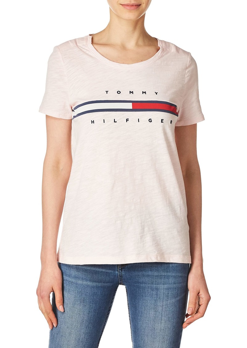 Tommy Hilfiger Women's Adaptive T Shirt with Magnetic Closure Signature Stripe Tee