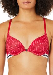Tommy Hilfiger Women's Basic Comfort Push up Racerback Underwire Bra Color Mini dots Apple red Heather Grey