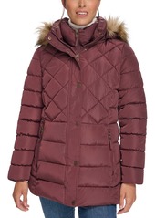 Tommy Hilfiger Women's Bibbed Faux-Fur-Trim Hooded Puffer Coat, Created for Macy's - White