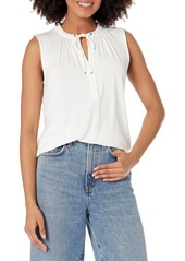 Tommy Hilfiger Women's Blouse Work Sleeveless Knit Top Brght WHT