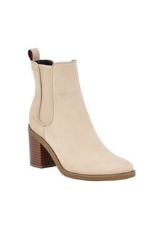 Tommy Hilfiger Women's Brae Mid Heel Pull On Chelsea Boots - Taupe- Faux Suede
