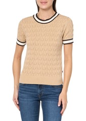 Tommy Hilfiger Women's Cable Pullover Short Sleeve Sweater