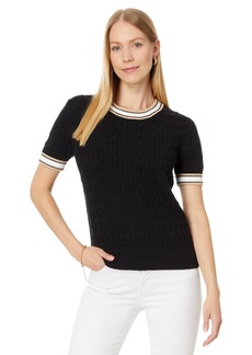 Tommy Hilfiger Women's Cable Pullover Short Sleeve Sweater