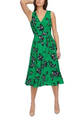 Tommy Hilfiger Women's Camille Floral Faux-Wrap Midi Dress - Jolly Green Multi