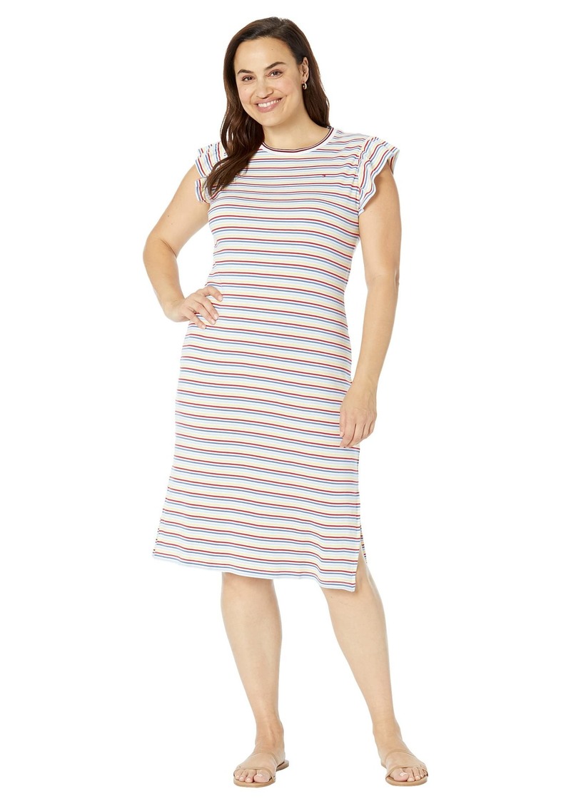 Tommy Hilfiger Striped Flutter Sleeve Midi Dress  SM (US 4-6)